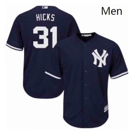 Mens Majestic New York Yankees 31 Aaron Hicks Replica Navy Blue Alternate MLB Jersey